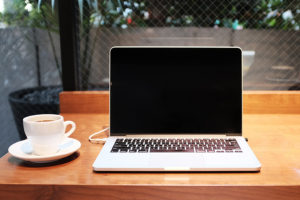 laptop on table